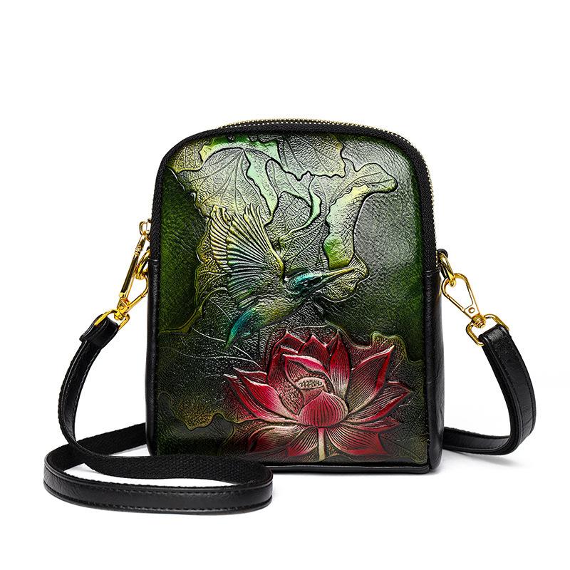 Single Shoulder Bag, Ethnic Style Painted Texture, Commuting Crossbody Bag, Versatile, Casual, Chinese Style Women's Bag