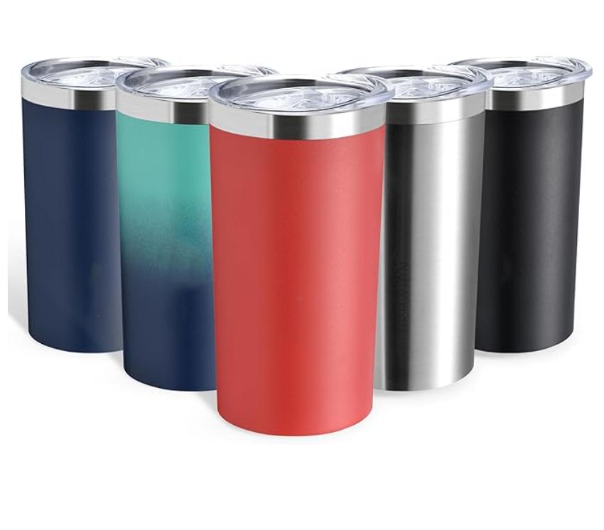 Stainless Steel Tumblers 20 oz Vacuum Insulated Skinny Tumblers with Lid and Straw Double Wall Coffee Mug Travel Water Cup 401-500ml