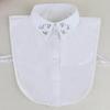 Mote Damer Falsk Krage for Kvinner Chiffon Falsk Krage Rhinestone Lappel Avtakbar Knapp Halvskjorte Bluse Topp