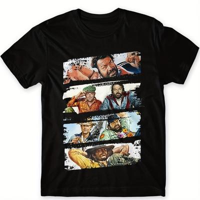 Men'S T-Shirt Featuring Bud Spencer Terence Hill A Classic Western Theme Comfortable Micro-Stretch Fabric