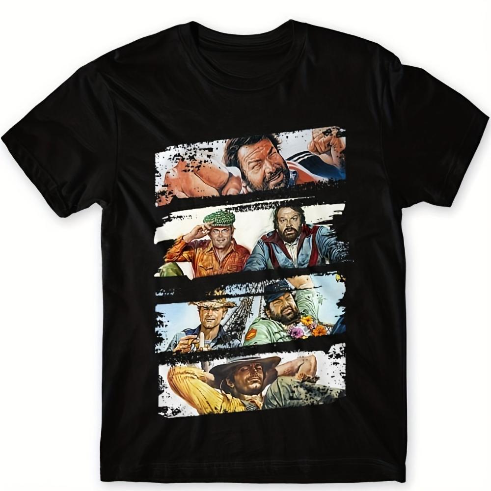 

Men S T-Shirt Featuring Bud Spencer Terence Hill A Classic Western Theme Comfortable Micro-Stretch Fabric 5XL різнокольоровий