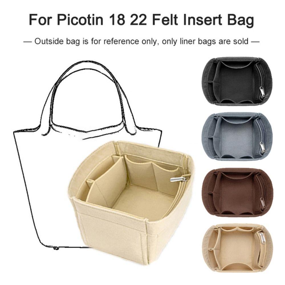 Felt Bucket Bag Internal Bag Large Capacity Multi-Pocket Purse Liner Storage Organization Portable for Picotin18/22