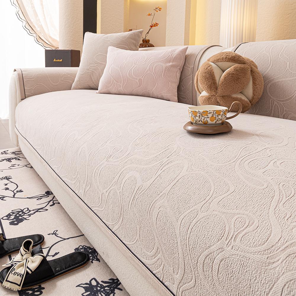 Four Seasons Universal Sofa Cushion  New Chenier Sofa Cover Non-Slip Straight Row Sofa Cushion Cushion One Piece