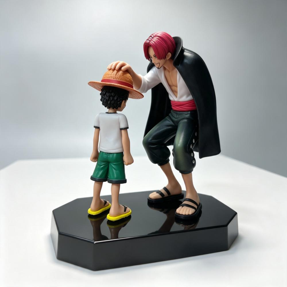 18cm One Piece Shanks Luffy Figure Anime Straw Hat Boy PVC Model Desktop Decor Collectible Statue Gift