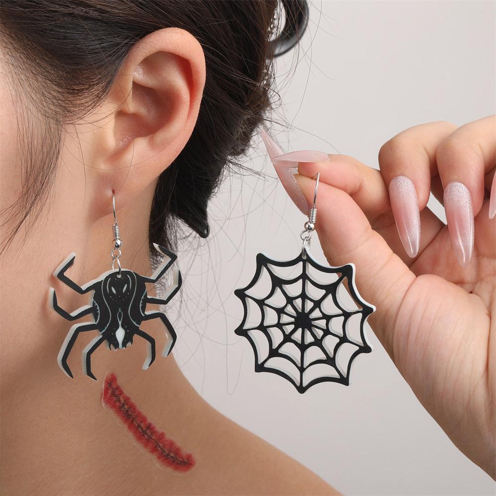 Full Hosting Eco-Friendly Acrylic Earrings, Personalized Halloween Pumpkin Spider Cat Ghost Earrings