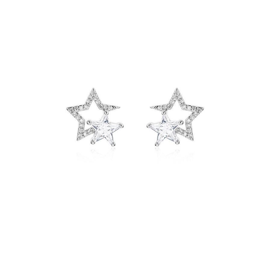 Náušnice klipsy Xiaohongshu Shiny Star se zirkony: Dámské luxusní šperky bez piercingu