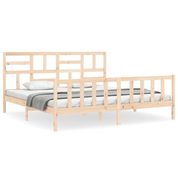 VidaXL Bed Frame with Headboard 200x200 Cm Solid Wood 3193096