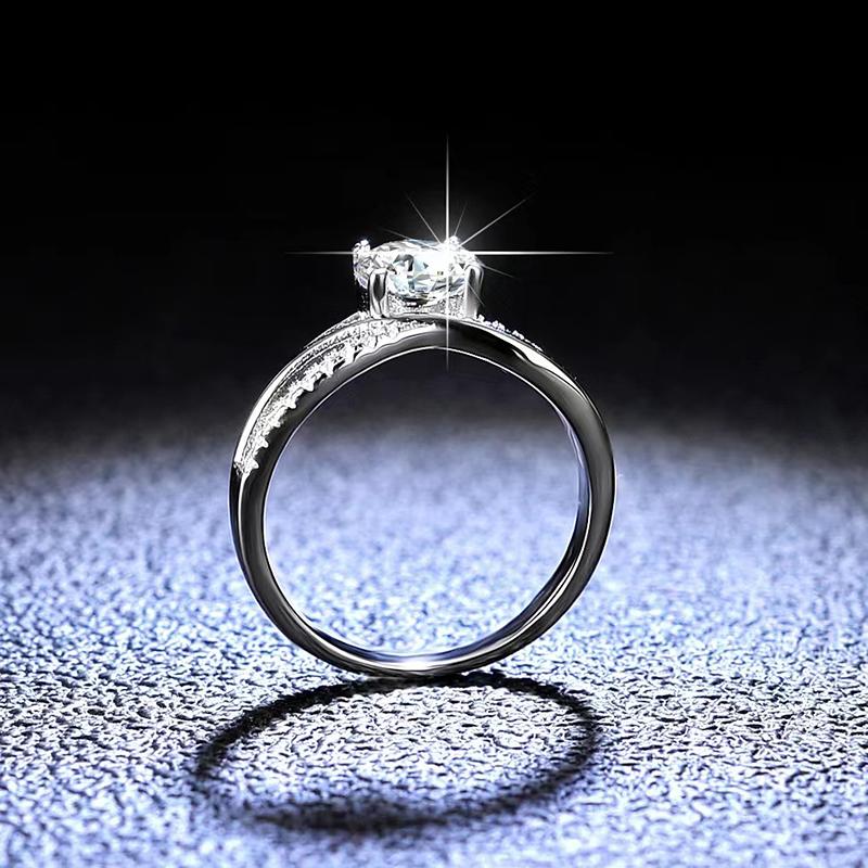 Fashion D Color Real Moissanite Diamond Ring 925 Sterling Silver Star River Four Prong Fine Jewelry Wedding Gift for Women