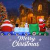 8.8FT LED Inflatable Christmas Yard DecorSanta Train with Friends Xmas Toy Home Decoration Supplies Ornament Gifts Holiday Decor