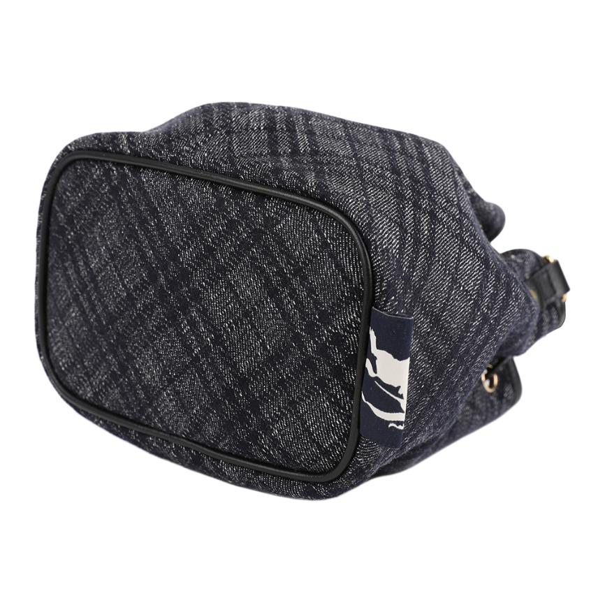 Burberry La Prima Check Design Cotton Bucket Shoulder Bag Women bags Gray 8111940