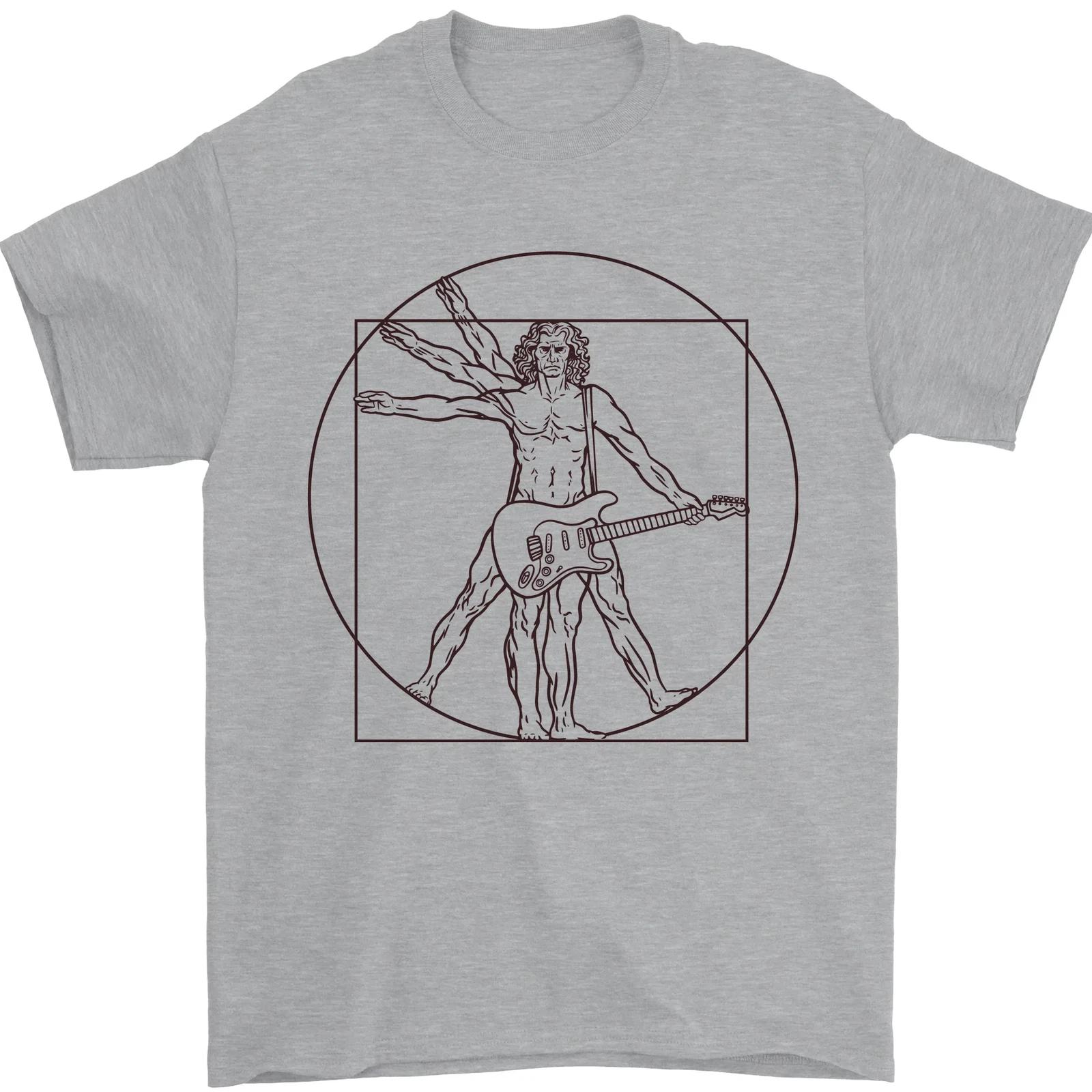 Guitar Vitruvian Man Guitarist Mens T-Shirt 100% Cotton M
