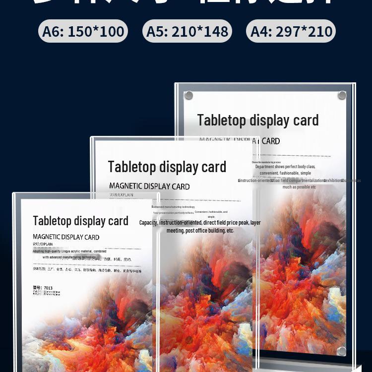 Double-Sided Acrylic Table Sign Holder - Strong Magnetic Transparent Display Stand