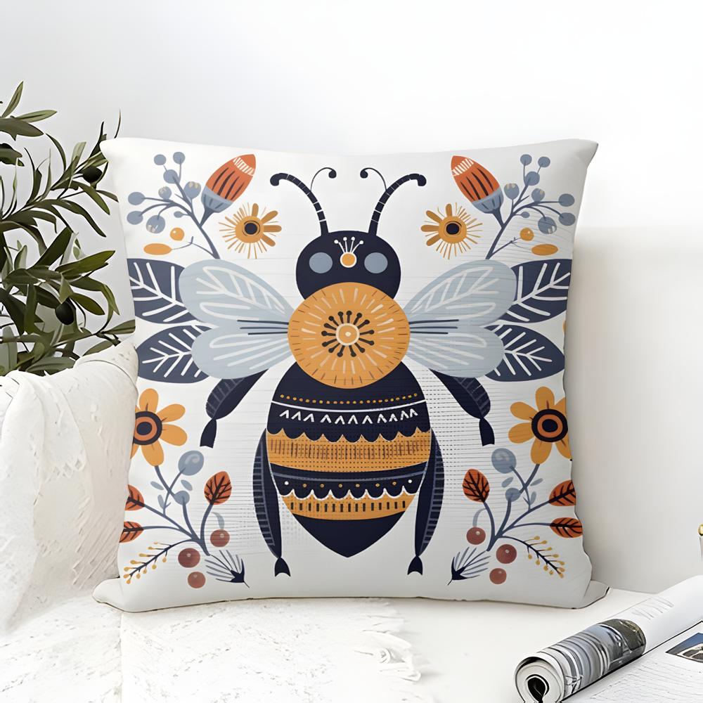 Simple Farm Crop Flower Print Pillow Case Cotton Linen Fabric Square Zipper Pillowcase Home Decorative Living Room