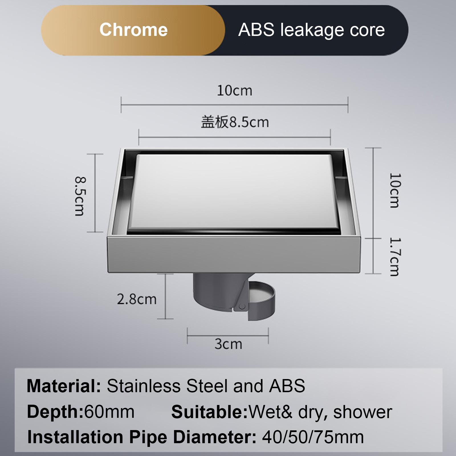

Сливной трап для пола 10*10 см, антизапаховый слив для ванной, дезодорирующий квадратный, сделай сам, черный, заглушка для фильтра для душа, труба из нержавеющей стали 304 10x10cm