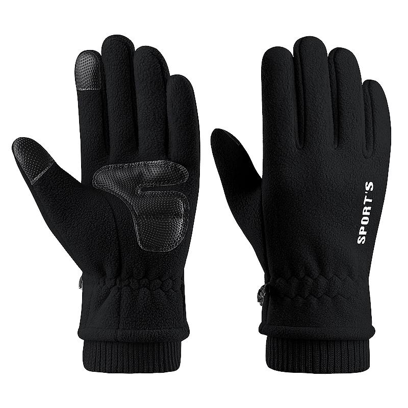 

Winter Thermal Cycling Gloves for Men Touch Screen Non-slip Windproof Bicycle Motorcycle Gloves Outdoor Polar Fleece Ski Gloves чёрный