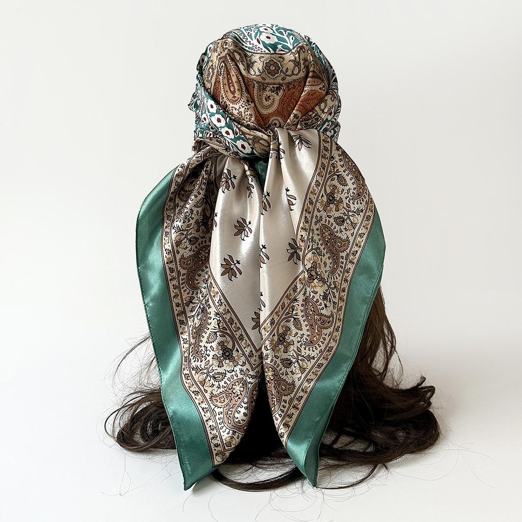 Silk Scarf Square Scarf Printing High-End Temperament Large Square Scarf Chest Wrap Shawl Fashion Women'S Headscarf