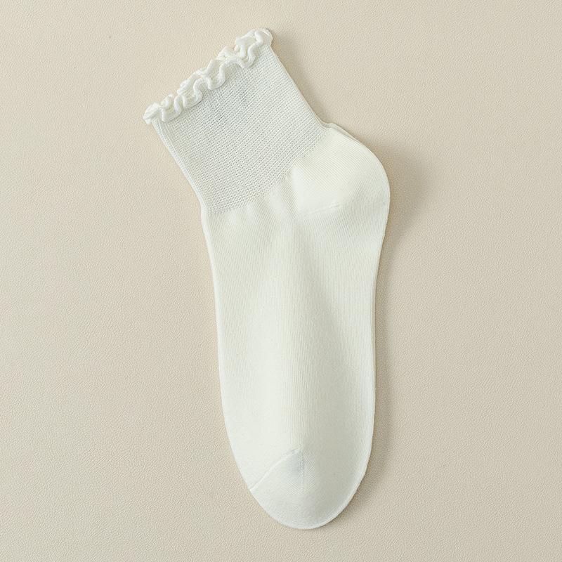 

Черные носки с отделкой ушками для женщин, летние тонкие хлопковые носки, короткие носки, кружевные носки до середины икры, весенне-летние женские бесшовные послеродовые носки 1 pair