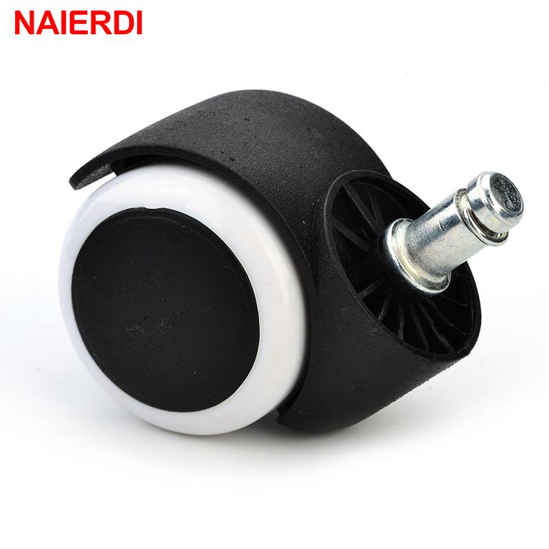 5 ruedas giratorias universales NAIERDI de 2 pulgadas para silla de oficina, herrajes para muebles