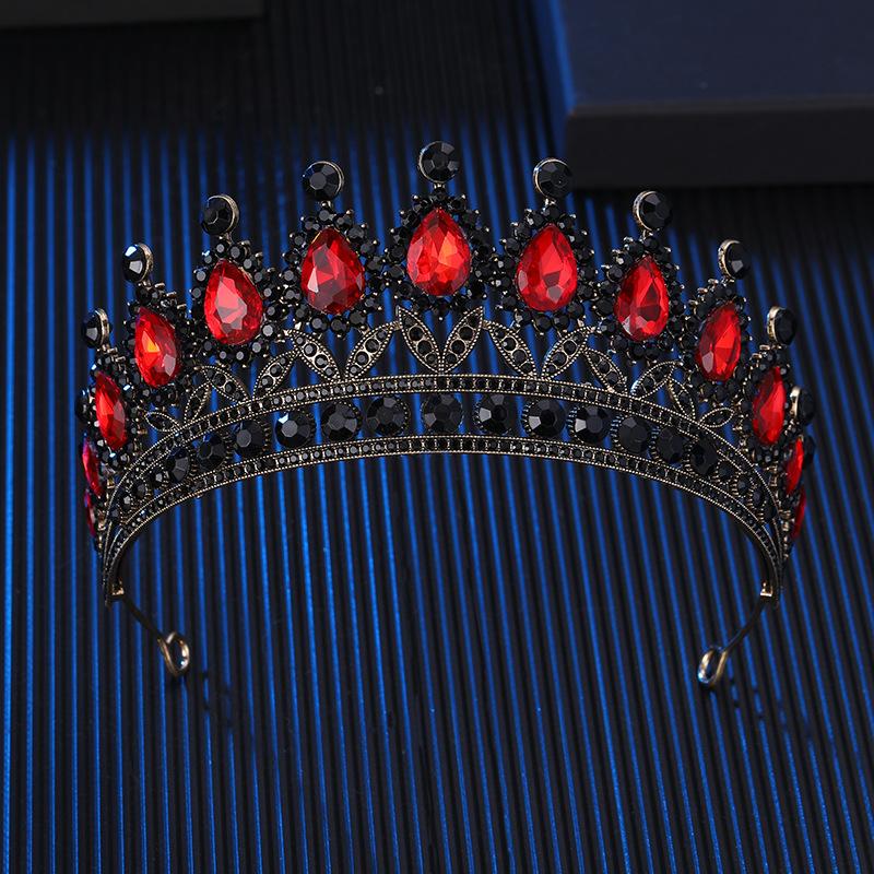 The Bride's Colorful Rhinestone  Baroque European and American Diamond Princess  Round Tiara Hair Accessory Wedding Dress and Crown