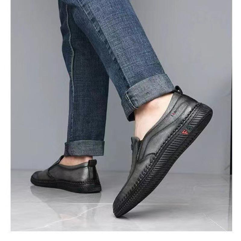 Men's Leather Shoes Soft Surface New Business Casual Shoes Middle-aged and Elderly Shoes Fashion Driving Peas Shoes