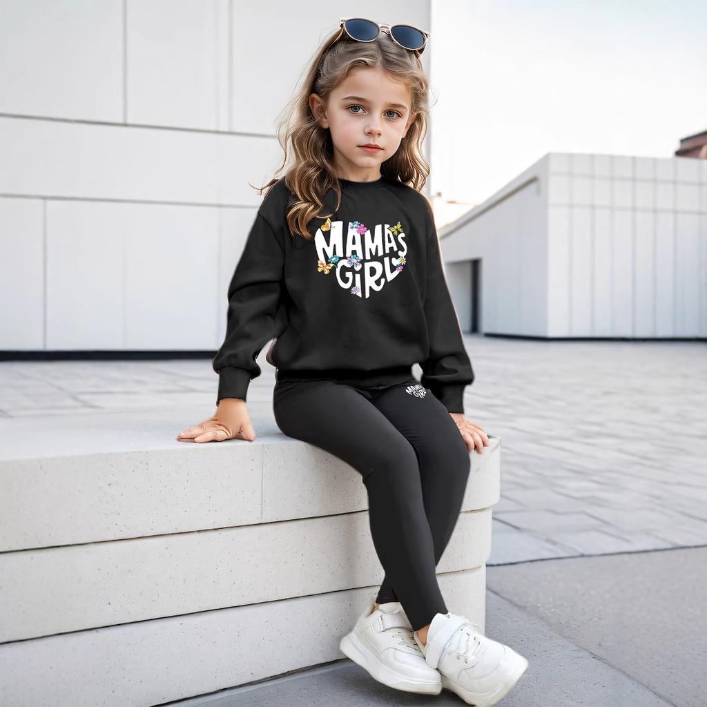 Mädchen Mode Set Sommer Kinder Casual Gedruckt Langarm Hoodie + Leggings Set