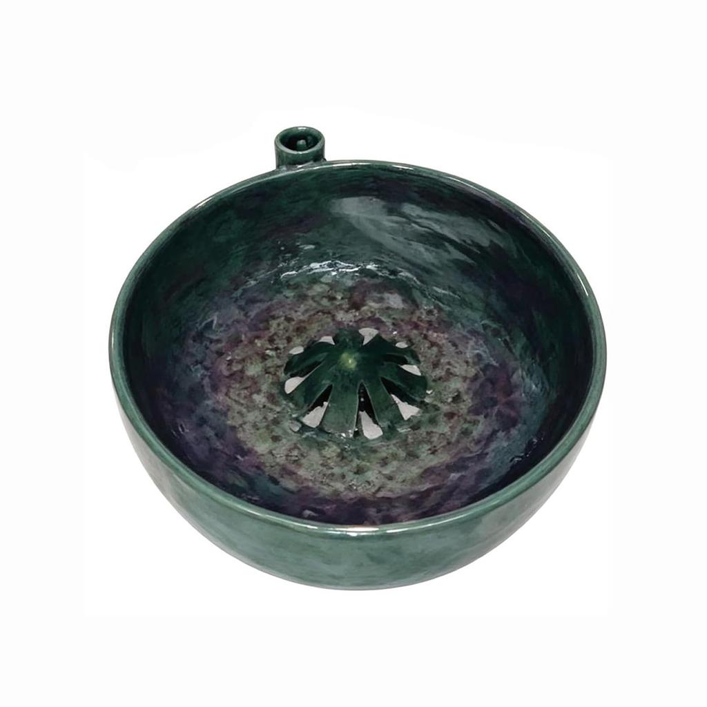 Handcrafted Ceramic Bowl with Integrated Drainage Hole for Washing and Serving Fruits Vegetables and Snacks for Kitchen Use