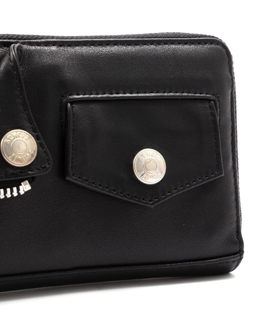 Schott Leather Rider's Zip Wallet, Men's F 010, Black, 782-4970056