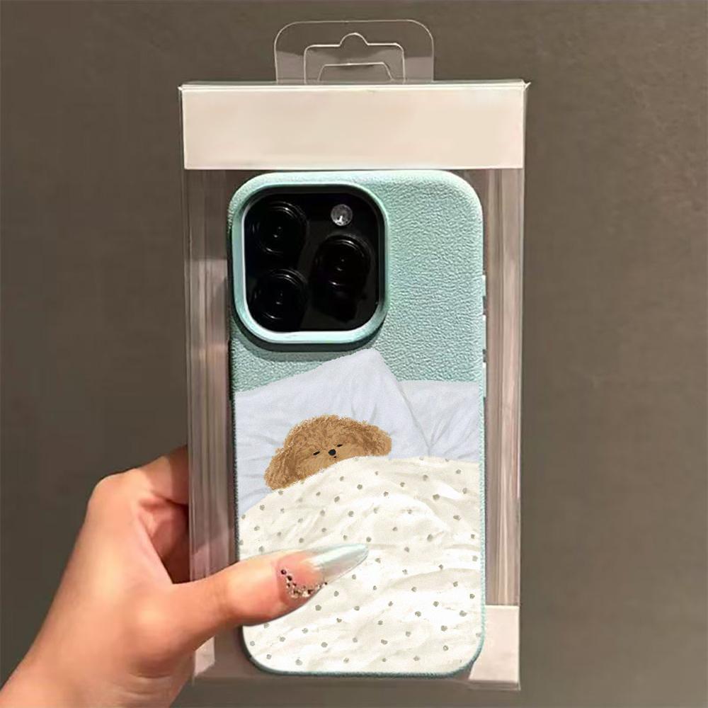 

Cute Dog Cat Couple Pattern Phone Case For iPhone 17 Pro Max 16 Plus 15 Pro 14 13 12 11 XR XS 17Air Lychee Textur Soft Cover iPhone 15