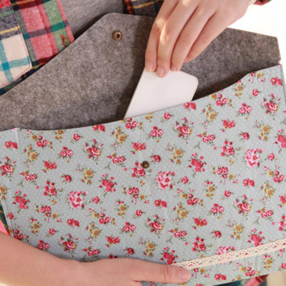Soft Envelope File Organizer Elegant Button Folder Convenient Floral a4 File Bag  Stationery