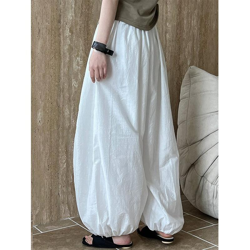 Summer Plus Size Loose Bloomers Women's Design Sense Wide-leg Pants All-match Cotton and Linen Pants