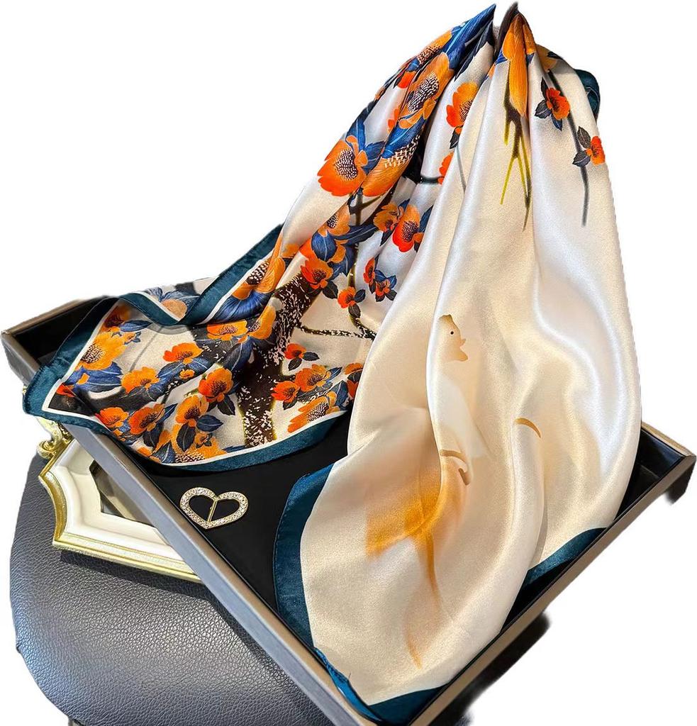 100% Pure Silk Scarf Women Neck Hair Headband Poncho Pashmina Foulard Female Bandana Scarves Hijab Shawl Square Headkerchief