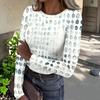 Women's Casual Neck Long Sleeve Halloween Print Ribbed Knit Top