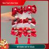 Red New Year Pearl Tassel Pompon Hair Clips for Children - Hanfu Style