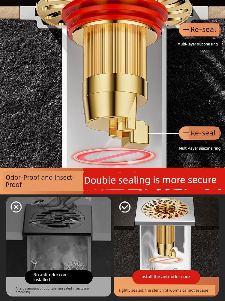 German Anti-Odor Drain Cover for Bathroom, Universal Anti-Insect Inner Core Sewer Filter, Anti-Clogging Sealing Cover