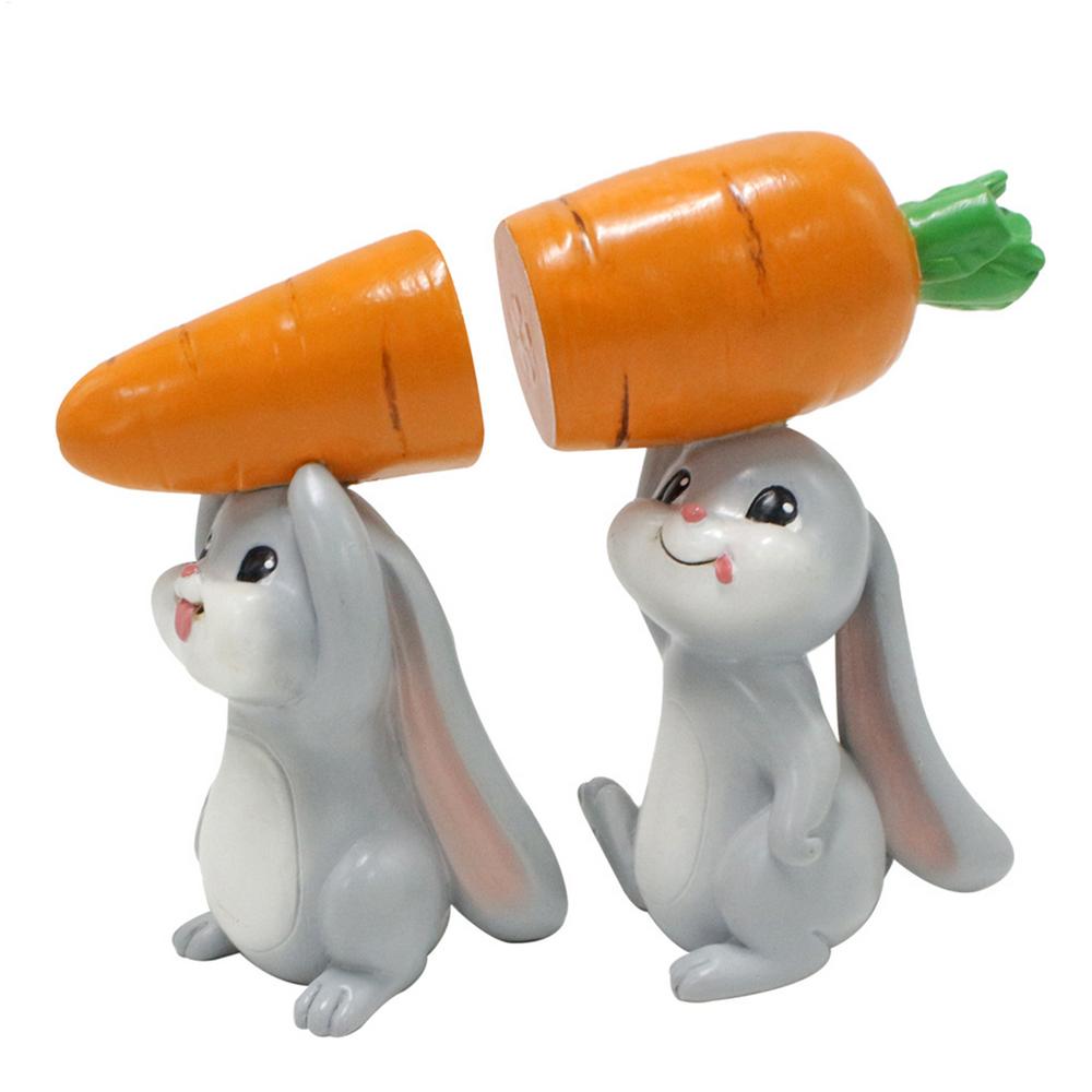 Kreslené mrkvové králíčky figurky pryskyřice ručně vyráběné zajíček mikro krajinné ozdoby realistická mini mrkvová dekorace zahrada