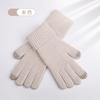 New wool knitted warm gloves finger cold-proof thickened cashmere soft skin-friendly women's touch screen gloves