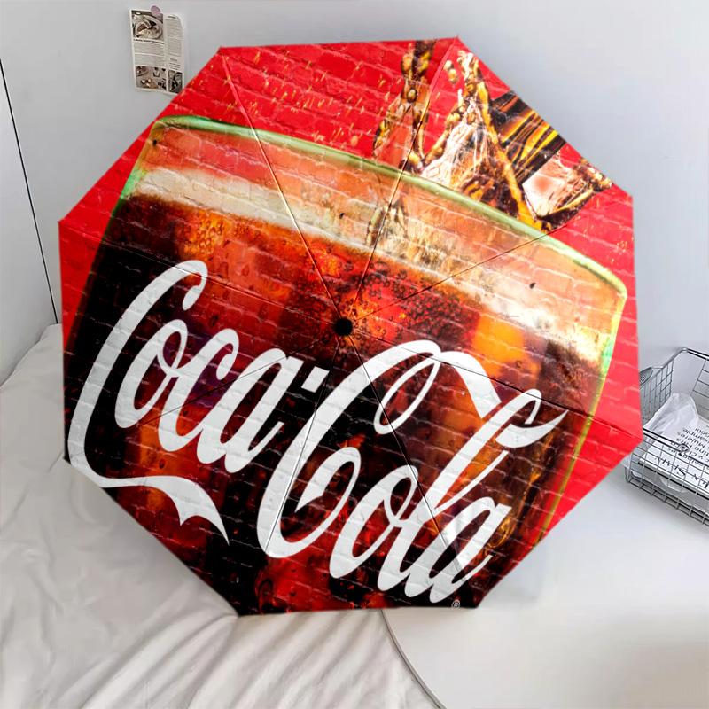 1PC Coca-cola American Flag Automatic Umbrella - Suitable Travel Outdoor Portable Umbrella Birthday Gift Daily Essentials