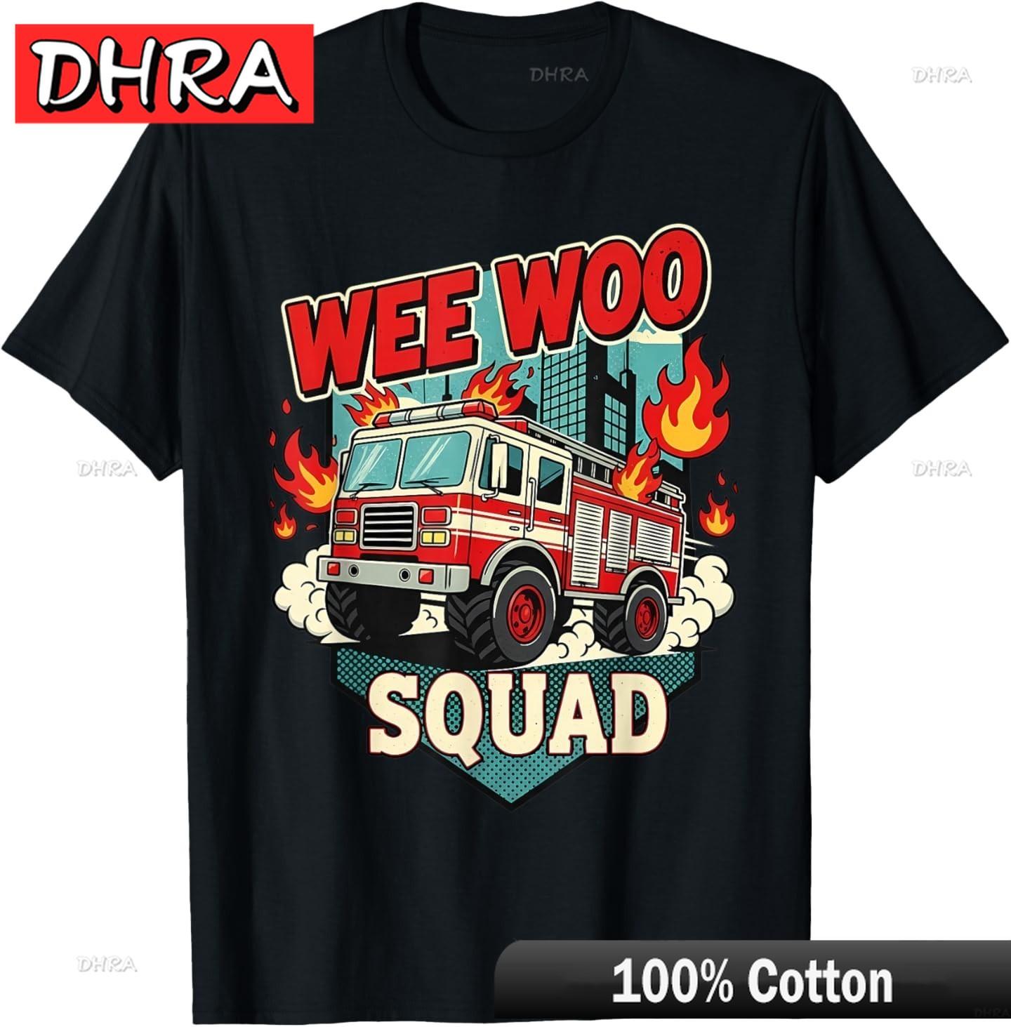 Funny Wee Woo Squad Fire DepartUnisext Firefighter Fire Truck TShirt Aesthetic Clothing Shirts for Daily Wear TShirt Customized S