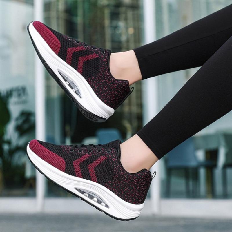 Dames Nye Mesh Kilehæl Høydeøkende Grunne Fritidssko