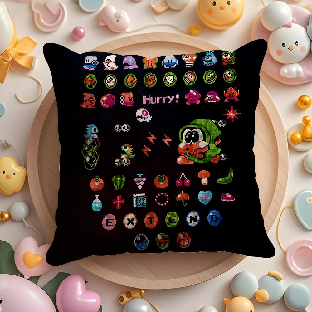 Puzzle Game BBubbles Bobble Pillow Case Soft Plush Fabric DoubleSided Printed Cushion Cover Warm Winter Sofa Pillow Case