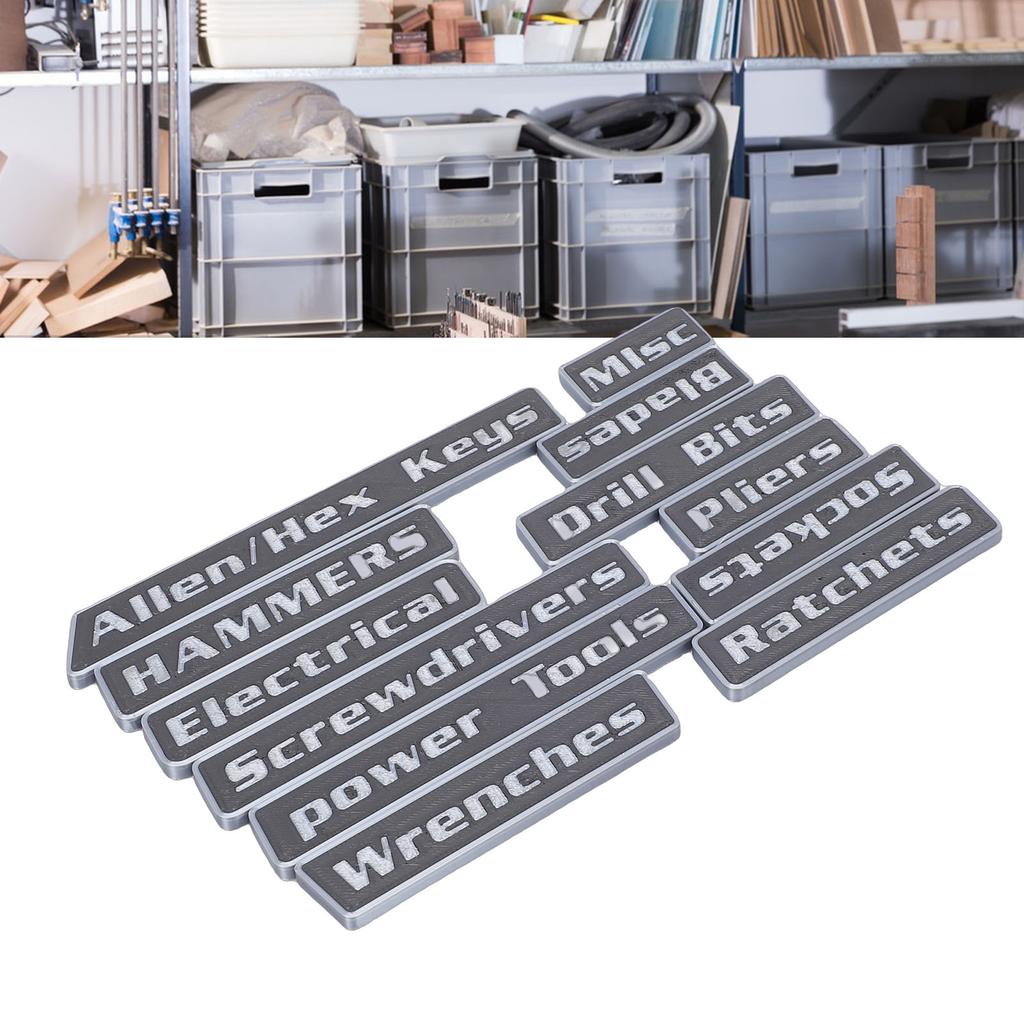 12pcs Magnetic Toolbox Labels Reusable 3D Printed Toolbox Drawer for Steel Tool Boxes Cart Drawers Cabinets