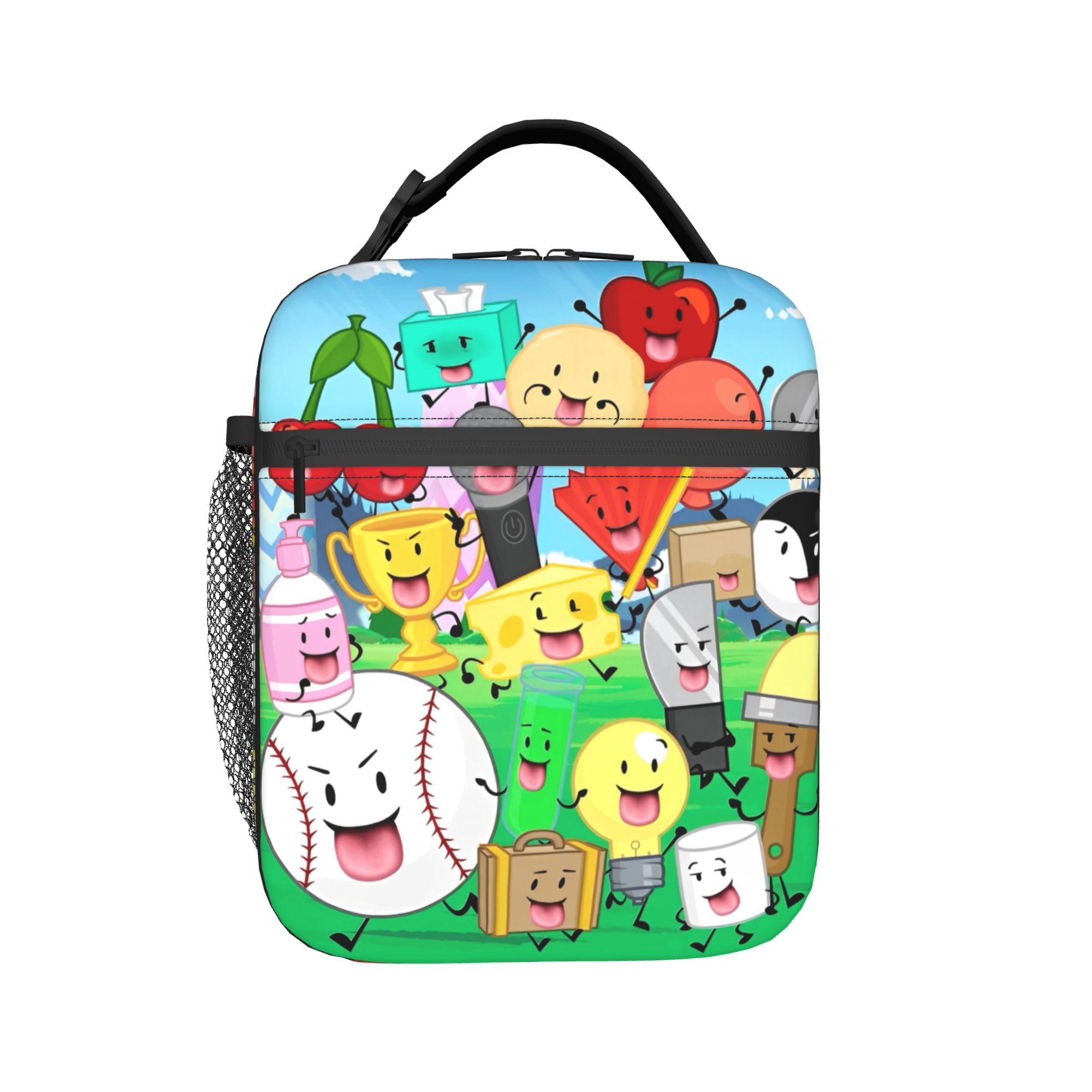 BFDI Battle for Dream Island Sacs à déjeuner isothermes Portables Contenant à déjeuner Sac thermique Sac fourre-tout Boîte à lunch Travail Pique-nique Sac à repas One Size