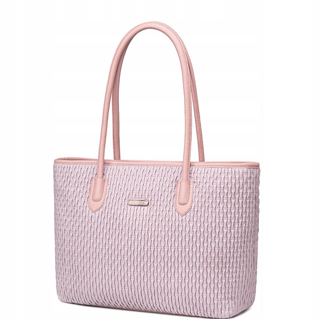 Torba damska shopper różowa na ramię 17,9 l elegancka, pojemna, na co dzień i do pracy z zamkiem. chantria cb800 pink.
