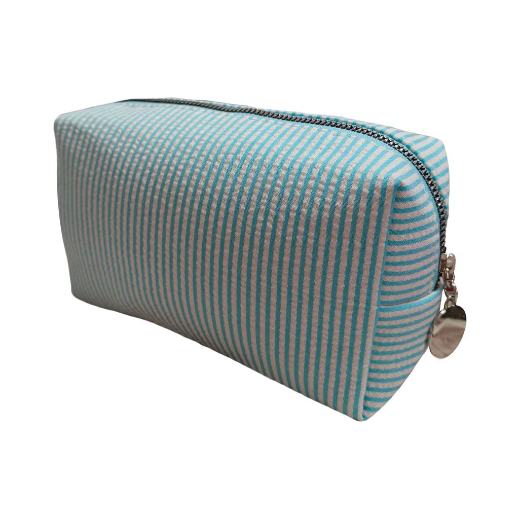 Striped Embroidery Makeup Bag Travel Cosmetic Organizer Waterproof Portable Toiletry Pouch For Women