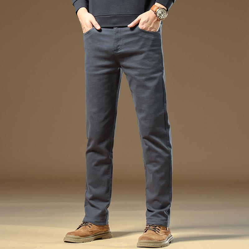 2024 New Autumn And Winter Velvet/Thin High-End Slim Fit Khaki Casual Pants Men'S Slim Fit Pants Business Straight Leg Men'S Pants Versatile