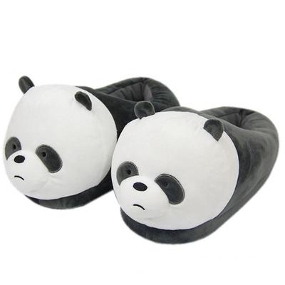 Pantufas unissex adultas de panda de desenho animado, pantufas fofas de pelúcia, quentes e engraçadas para inverno, tamanho único para quarto interno, sapatos para casa