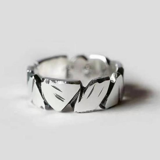 Men Ring Bright Luster Open Ended Personality All Match Jewelry Gift Geometric Rough Splicing