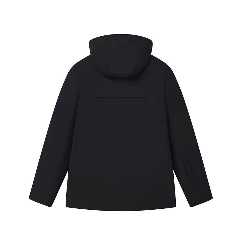 FILA Blue Casual Versatile Warm Hooded Cotton Jacket Men Jackets Black F11M512901F-BK