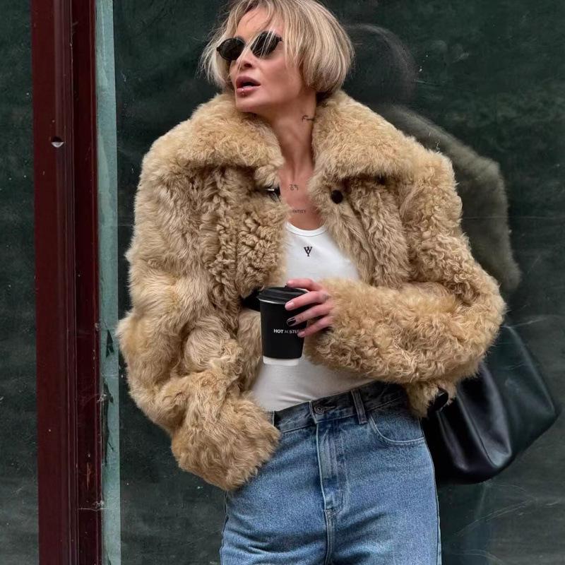 Dámský 2025 Kudrnatý Střižní Kabát - Nový Horký Styl