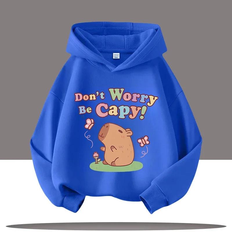 Autumn and Winter Warm Children's Hoodie Capibara Koala Pattern Girls' Hoodie Pullover Comfortable Children's Top